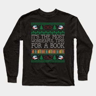 Books Reading Librarian Teacher Book Lovers Ugly Christmas Long Sleeve T-Shirt